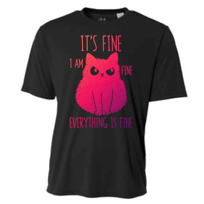 ItS Fine IM Fine Everything Is Fine Stressedout Black Cat Cool Gift Cooling Performance Crew T-Shirt