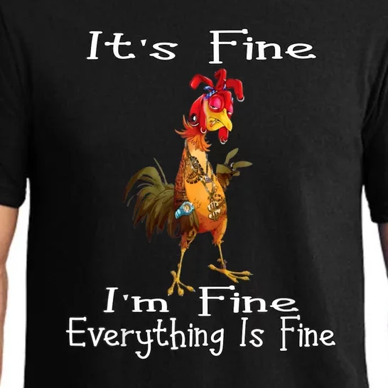 Its Fine Im Fine Everything Is Fine Funny Chicken Pajama Set