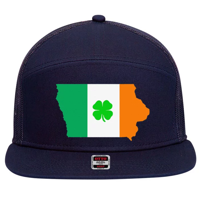 Irish Flag Iowa State Map St Patrick's Day 7 Panel Mesh Trucker Snapback Hat