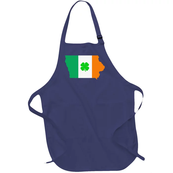 Irish Flag Iowa State Map St Patrick's Day Full-Length Apron With Pocket