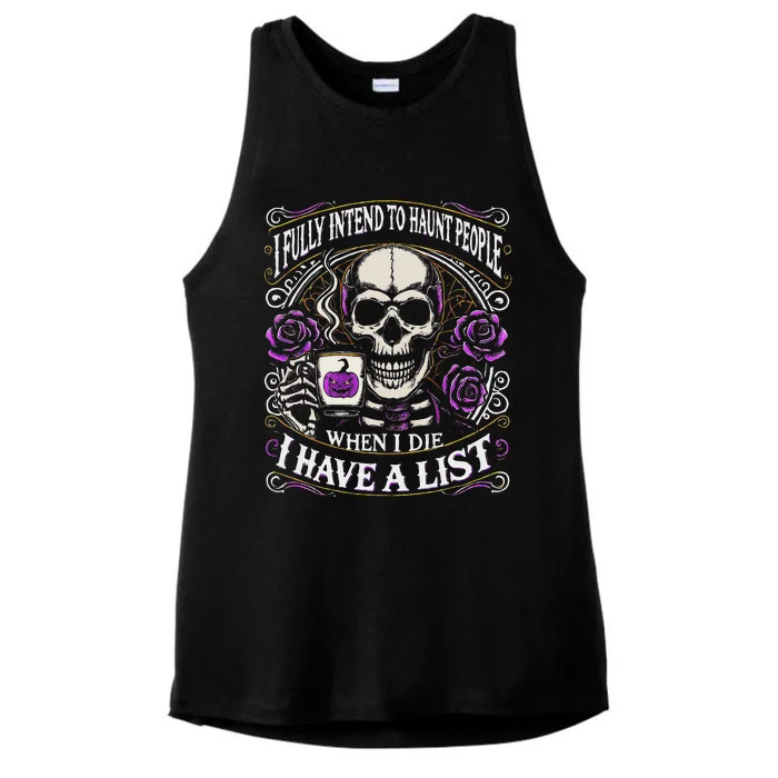 I Fully Intend To Haunt People When I Die Skeleton Halloween Ladies Tri-Blend Wicking Tank