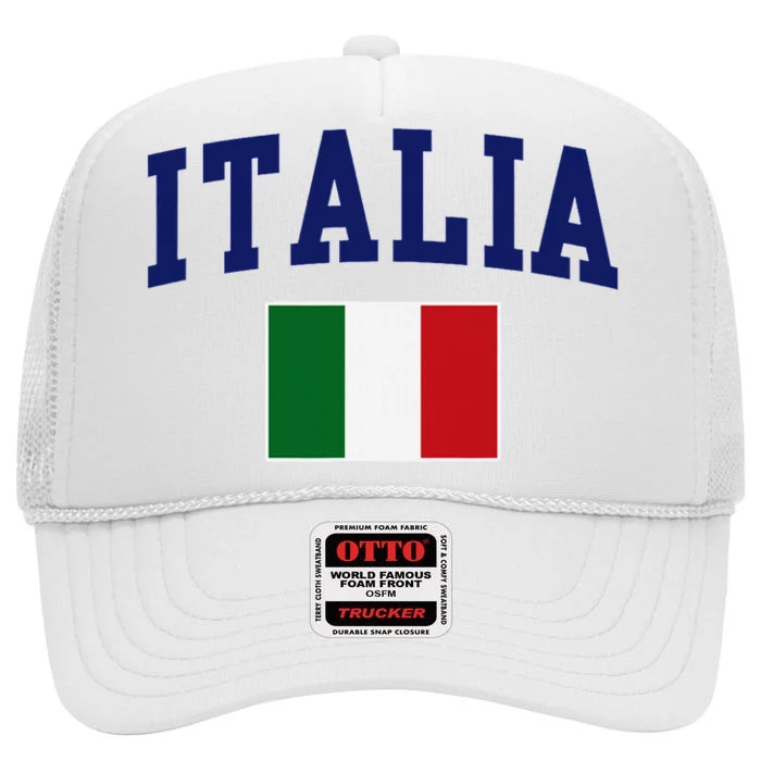 Italia Flag Italy Italiano Italian Family Novelty Souvenir High Crown Mesh Trucker Hat