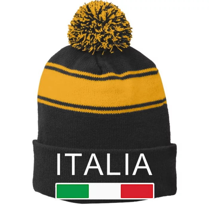 Italia Flag Italian Italy Italiano Family Heritage Stripe Pom Pom Beanie