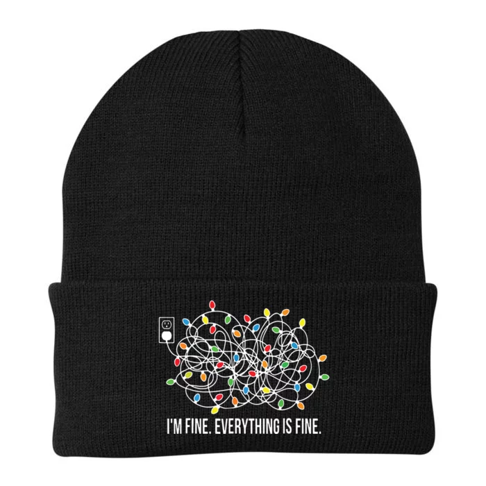 Its Fine Im Fine Everything Is Fine Funny Christmas Lights Knit Cap Winter Beanie