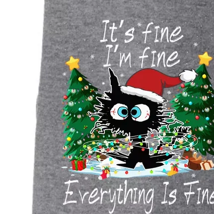 It's Fine I'm Fine Everything Is Fine Funny Cat Christmas Doggie 3-End Fleece Hoodie