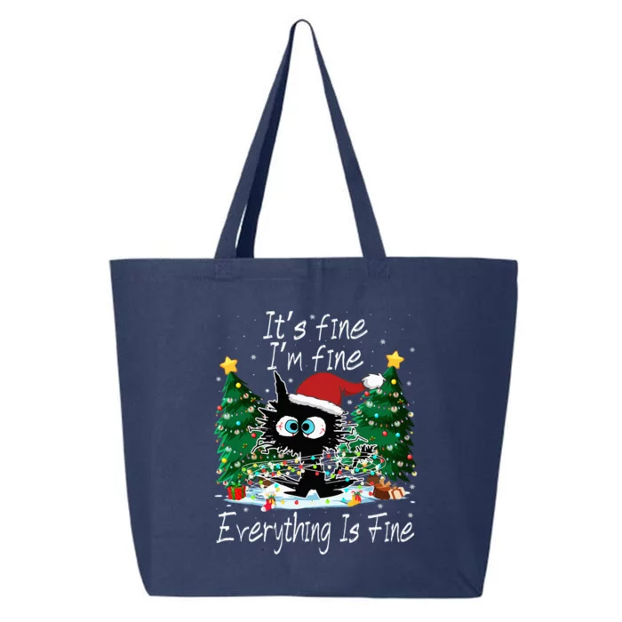 It's Fine I'm Fine Everything Is Fine Funny Cat Christmas 25L Jumbo Tote