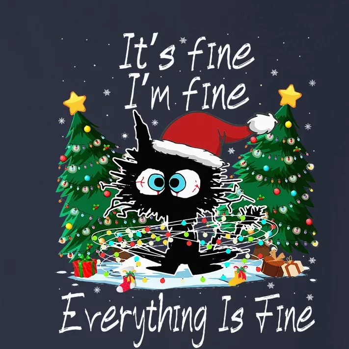 It's Fine I'm Fine Everything Is Fine Funny Cat Christmas Toddler Long Sleeve Shirt