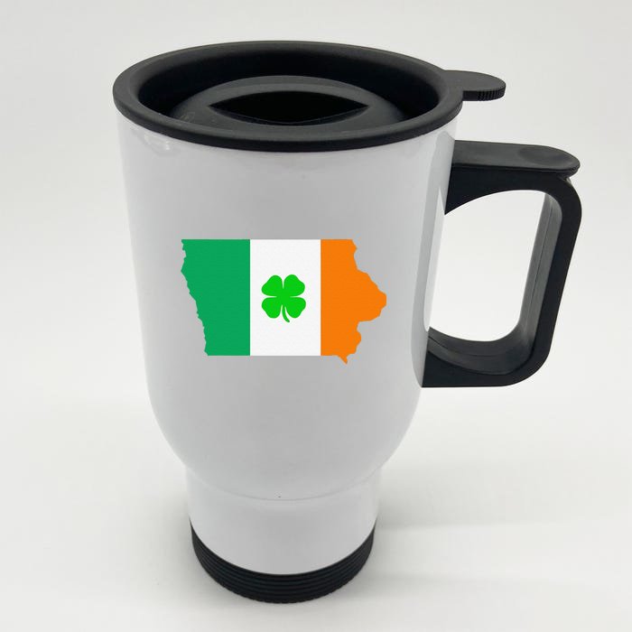 Irish Flag Iowa State Map St Patrick's Day Front & Back Stainless Steel Travel Mug