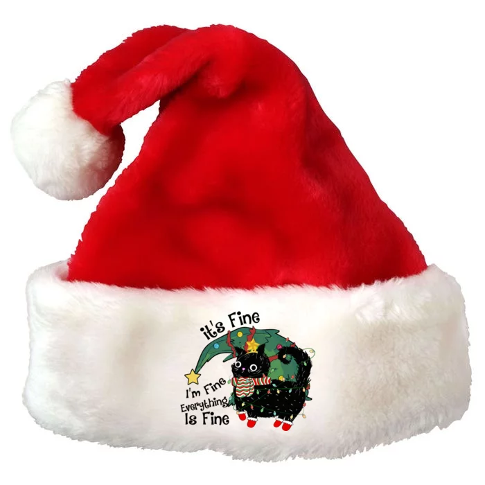 ItS Fine IM Fine Santa Black Cat Xmas Lights Christmas Gift Premium Christmas Santa Hat