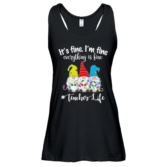 It's Fine I'm Fine Everything Is Fine Christmas Gnomes Teacher Life Ladies Essential Flowy Tank