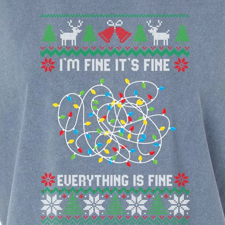 IM Fine Its Fine Everything Is Fine Ugly Christmas Sweater Gift Garment-Dyed Women's Muscle Tee