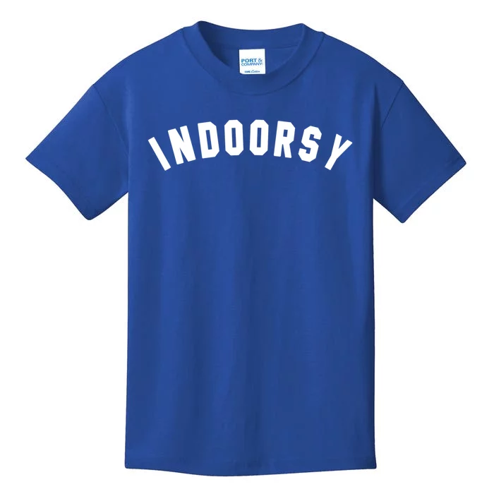 Indoorsy Funny Introvert Attitude Popular Sarcastic Saying Gift Kids T-Shirt