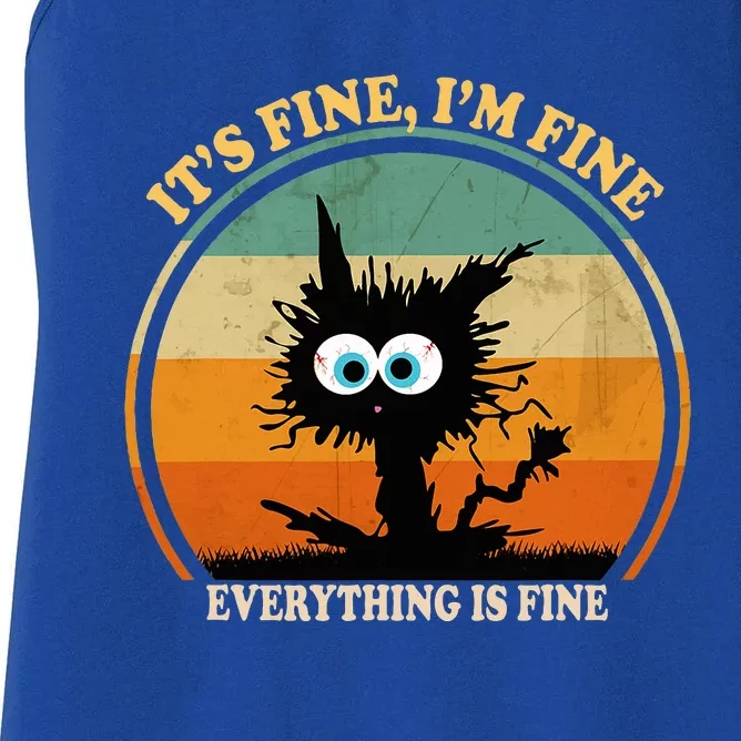 Its Fine Im Fine Everything Is Fine Funny Black Cat Women Women's Racerback Tank