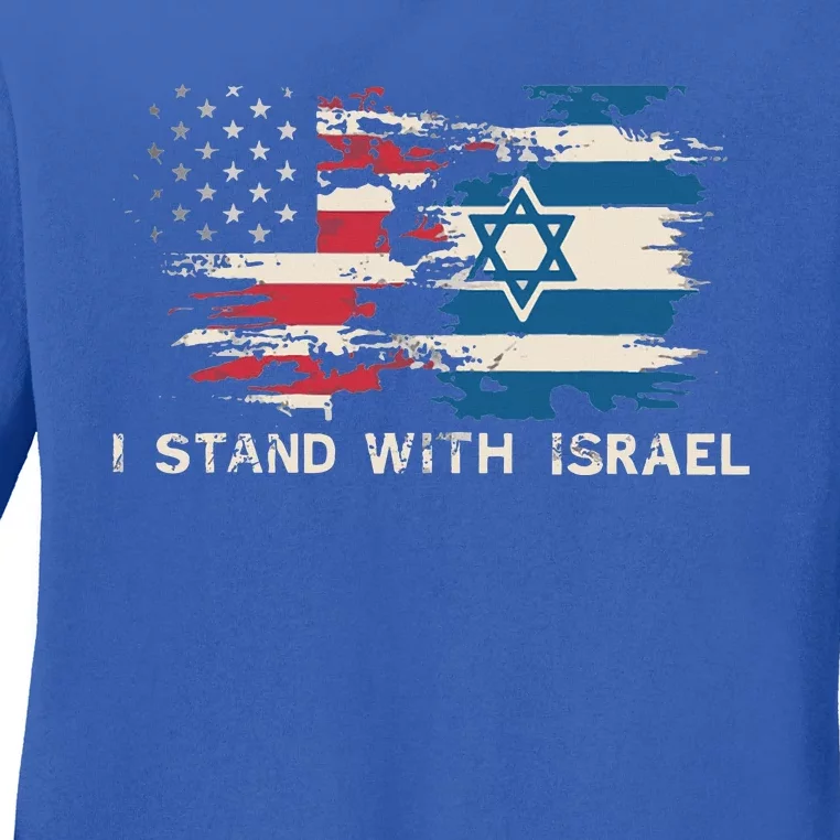 Israeli Flag Jewish Star Of David  I Stand With Israel Ladies Long Sleeve Shirt