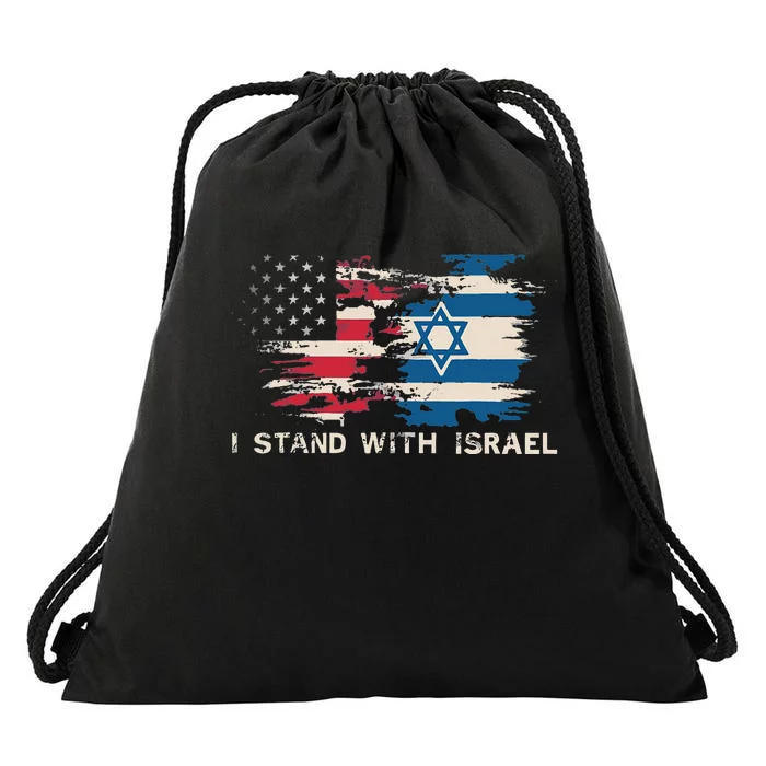 Israeli Flag Jewish Star Of David I Stand With Israel Drawstring Bag