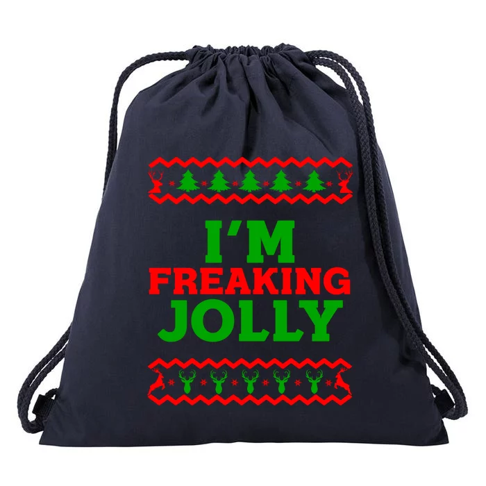 IM Freaking Jolly Funny Christmas Gift Drawstring Bag