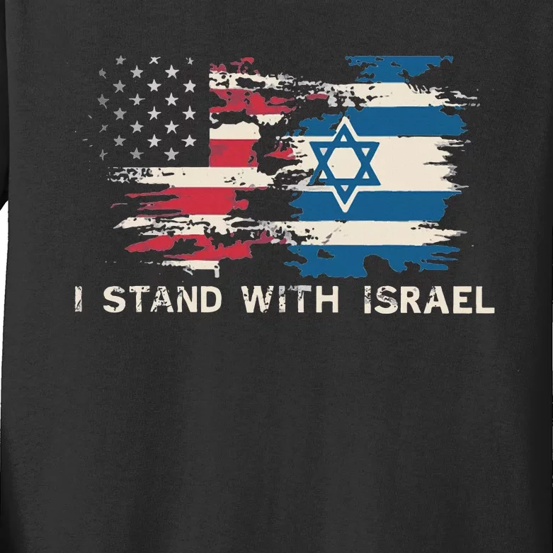 Israeli Flag Jewish Star Of David  I Stand With Israel Kids Long Sleeve Shirt