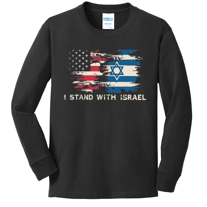 Israeli Flag Jewish Star Of David  I Stand With Israel Kids Long Sleeve Shirt