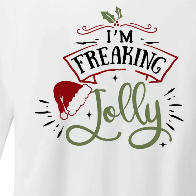 I'm Freaking Jolly Funny Xmas Santa Hat Womens CVC Long Sleeve Shirt