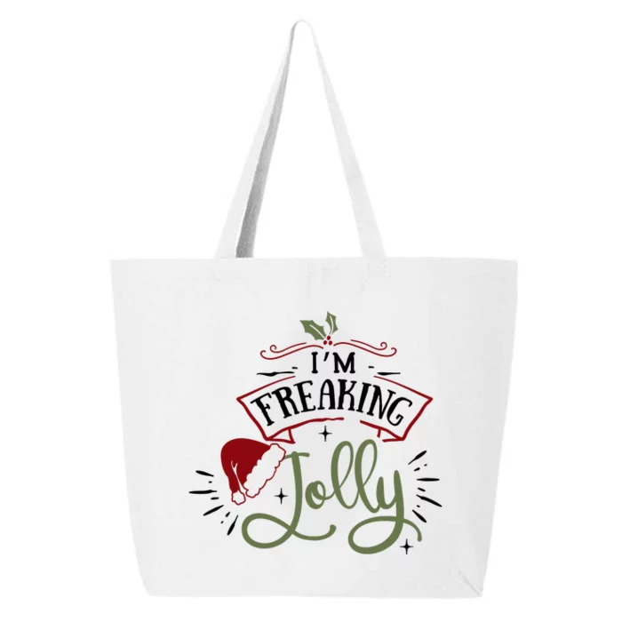 I'm Freaking Jolly Funny Xmas Santa Hat 25L Jumbo Tote