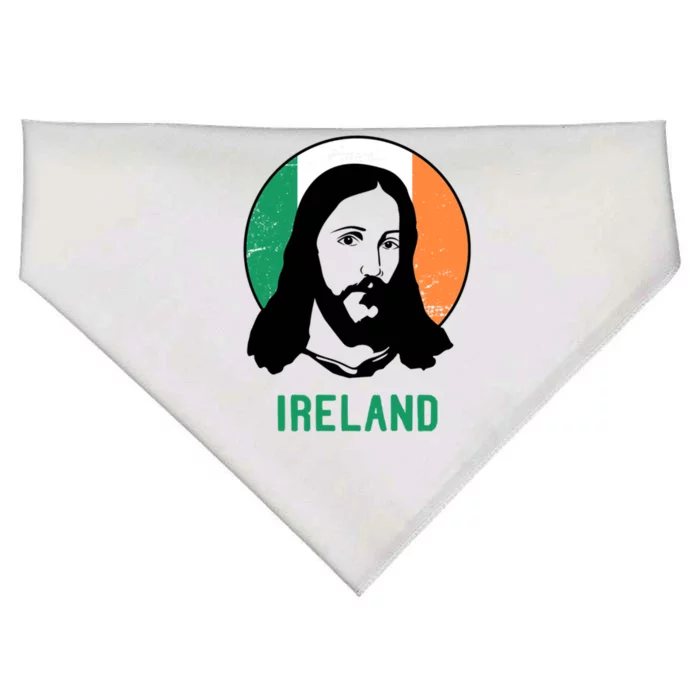 Ireland Flag Jesus St Patricks Day Gift USA-Made Doggie Bandana