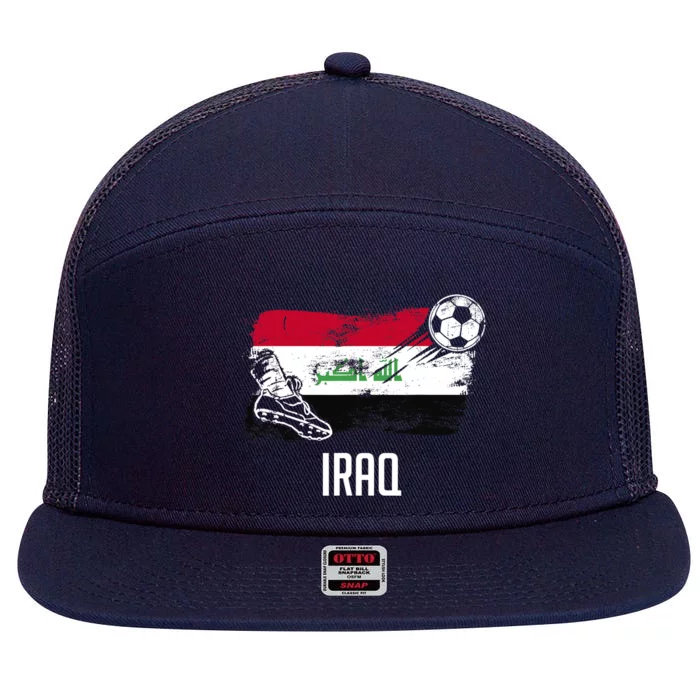 Iraq Flag Jersey Iraqi Soccer Team Iraqi 7 Panel Mesh Trucker Snapback Hat