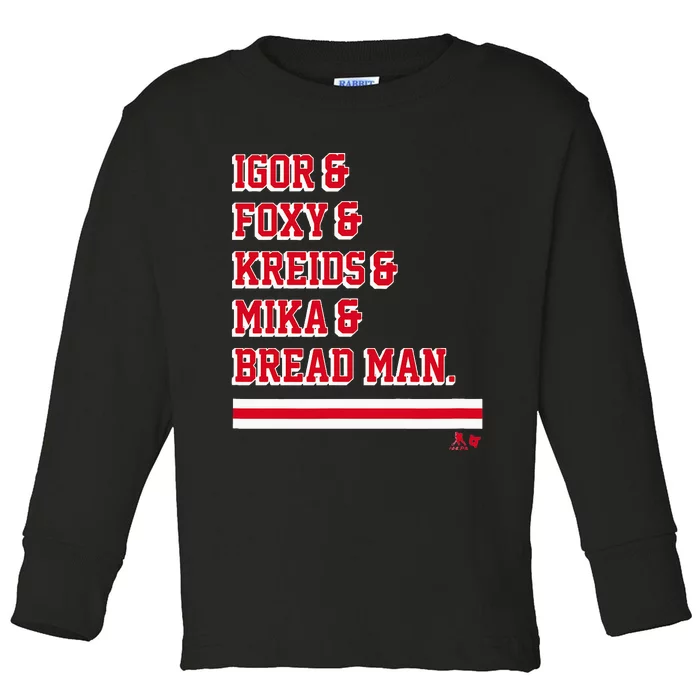 Igor & Foxy & Kreids & Mika & Bread Man New York Hockey Toddler Long Sleeve Shirt