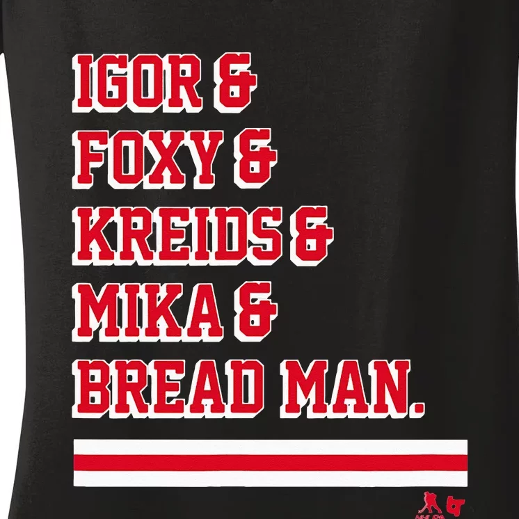 Igor & Foxy & Kreids & Mika & Bread Man New York Hockey Women's V-Neck T-Shirt