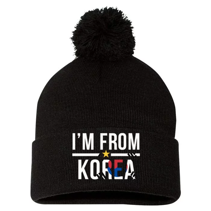 Im From Korea | Korea Flag Pom Pom 12in Knit Beanie