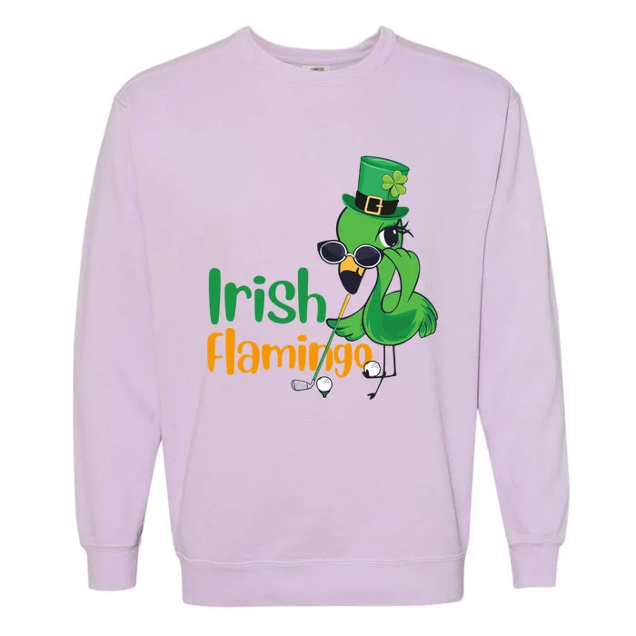 Irish Flamingo Leprechaun Hat Golf Lovers St Patrick's Day Gift Garment-Dyed Sweatshirt