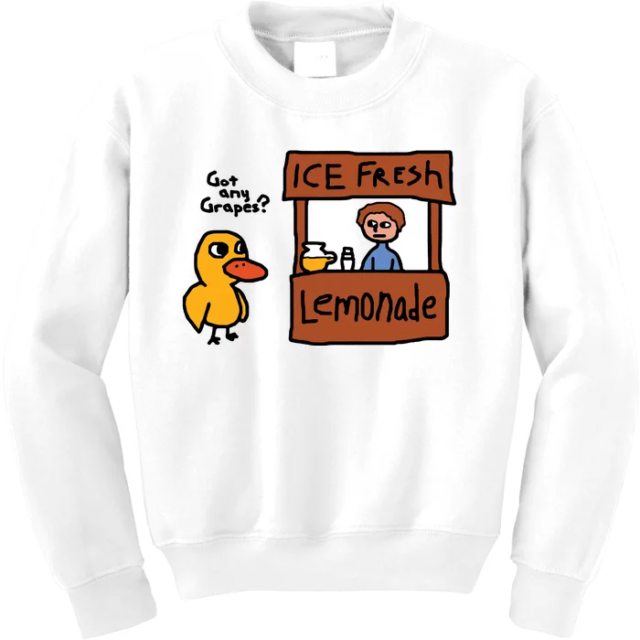 Ice Fresh Lemonade Got Any Grapes Duck Funny Kids Sweatshirt