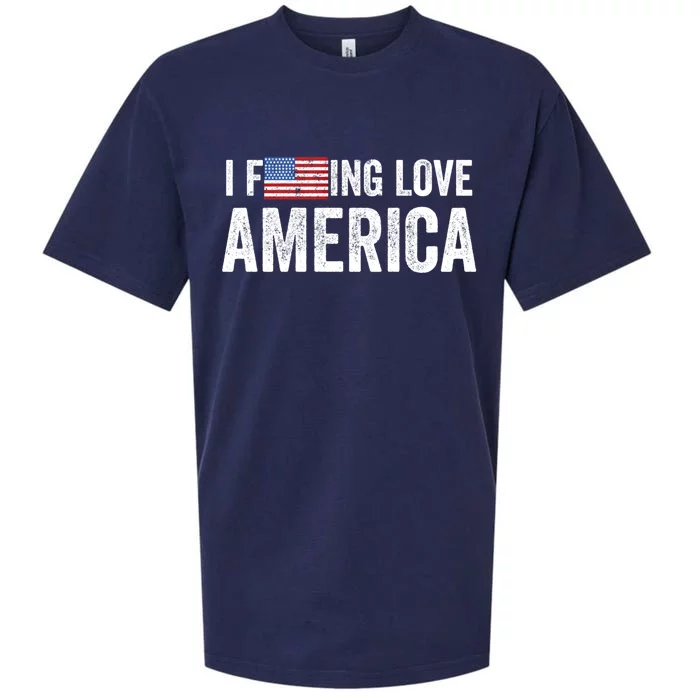 I F'ing Love America Usa Flag Veterans Day Patriotic Gift Sueded Cloud Jersey T-Shirt