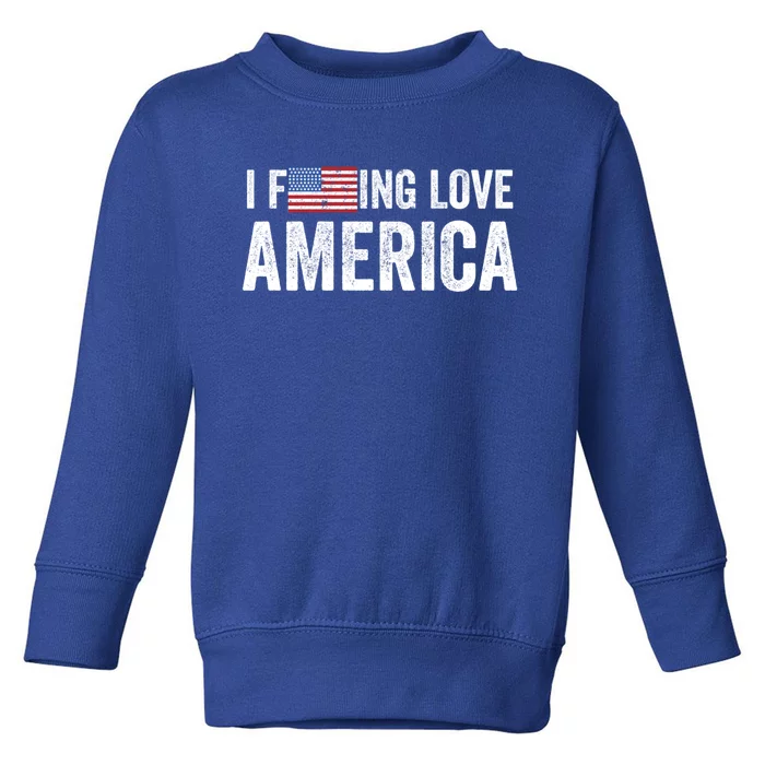 I F'ing Love America Usa Flag Veterans Day Patriotic Gift Meaningful Gift Toddler Sweatshirt