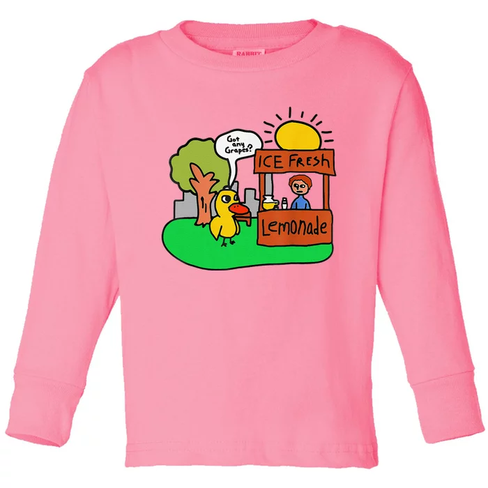 Ice Fresh Lemonade Got Any Grapes Duck Cute Funny Gift Toddler Long Sleeve Shirt