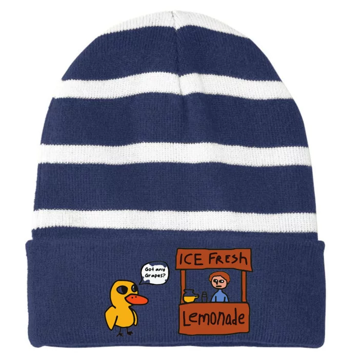 Ice Fresh Lemonade Got Any Grapes Duck Funny Ice Fresh, Cool Striped Beanie with Solid Band