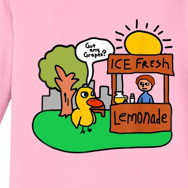 Ice Fresh Lemonade Got Any Grapes Duck Funny Gift Baby Long Sleeve Bodysuit