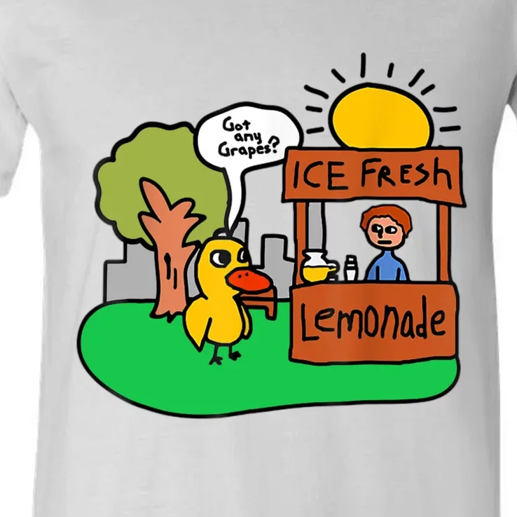 Ice Fresh Lemonade Got Any Grapes Duck Funny Gift V-Neck T-Shirt