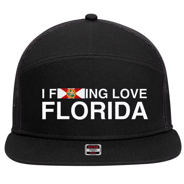 I Fucking Love Florida Floridian Fisher Sunshine 7 Panel Mesh Trucker Snapback Hat