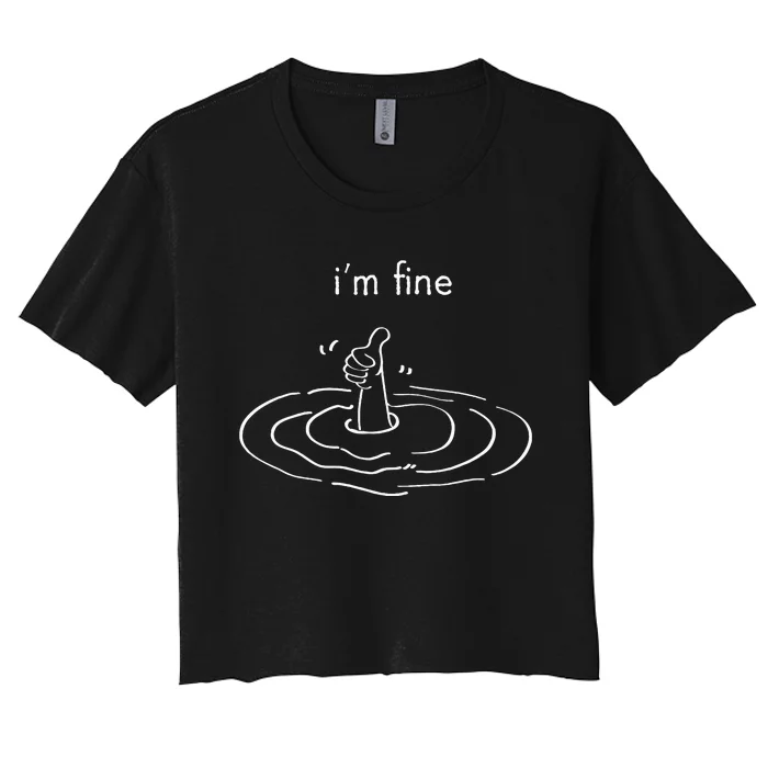 IM Fine Like Hand Thumbs Up On Water Surface Women's Crop Top Tee