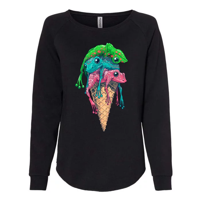 Icecream Frog Lover Food Funny Womens California Wash Sweatshirt