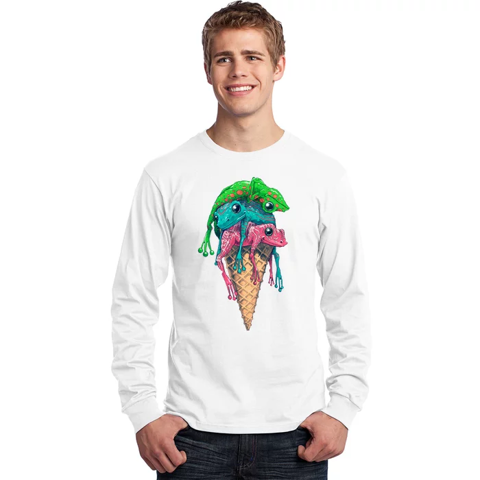 Icecream Frog Lover Food Funny Long Sleeve Shirt