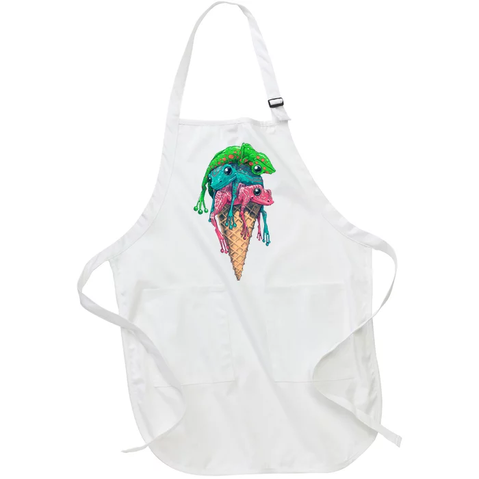 Icecream Frog Lover Food Funny Full-Length Apron With Pocket