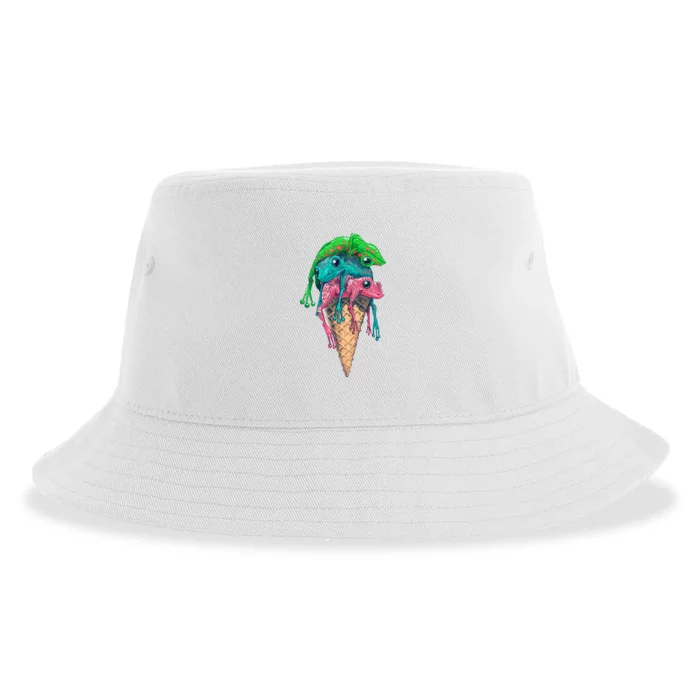 Icecream Frog Lover Food Funny Sustainable Bucket Hat