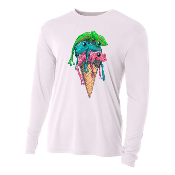 Icecream Frog Lover Food Funny Cooling Performance Long Sleeve Crew