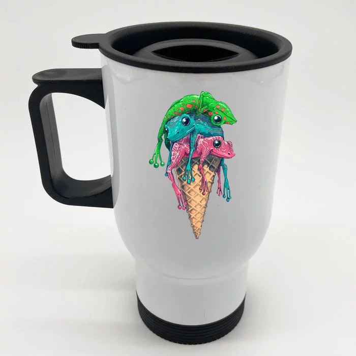 Icecream Frog Lover Food Funny Front & Back Stainless Steel Travel Mug