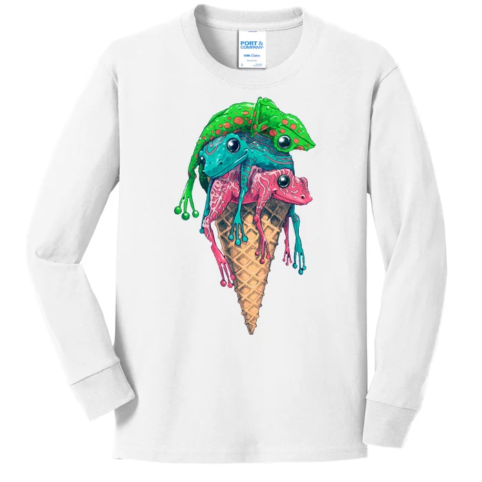 Icecream Frog Lover Food Funny Kids Long Sleeve Shirt