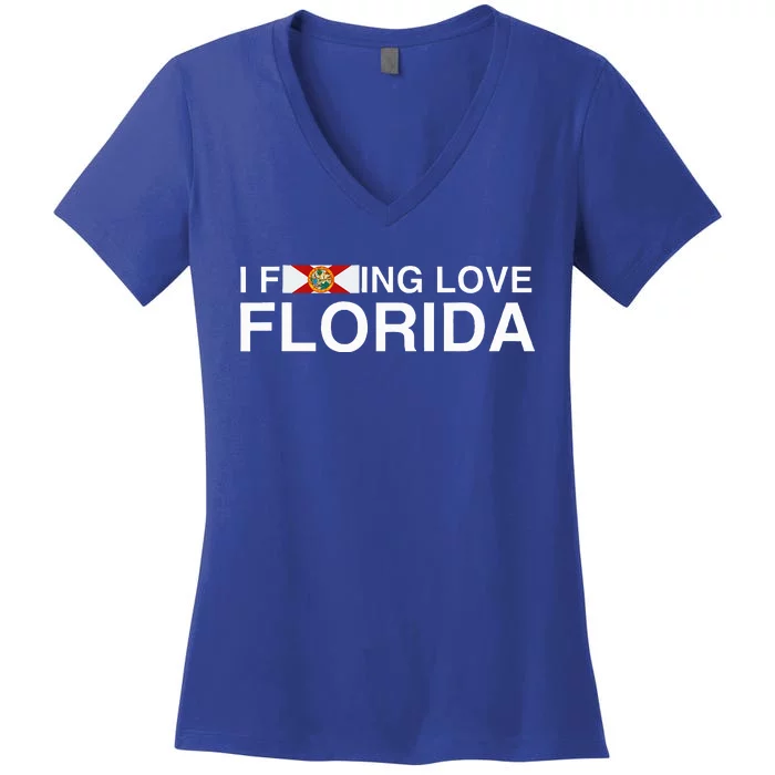 I Fucking Love Florida Floridian Fisher Sunshine State Home Women's V-Neck T-Shirt