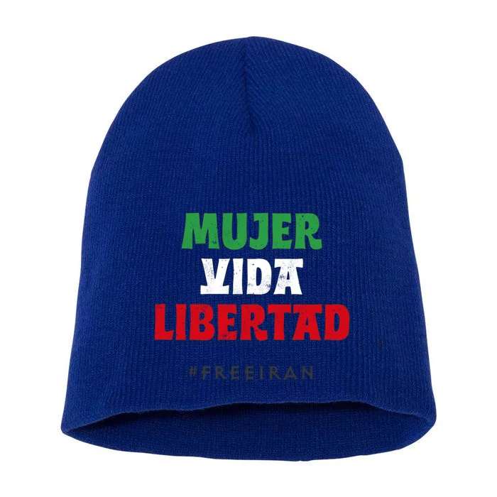 Iranian Flag Life Freedom Iran Protest Madrid Barcelon Gift Short Acrylic Beanie