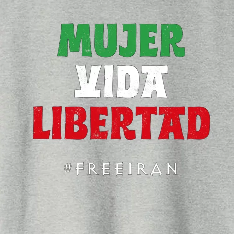 Iranian Flag Life Freedom In Spanish Iranian Protest Funny Gift Women's Crop Top Tee