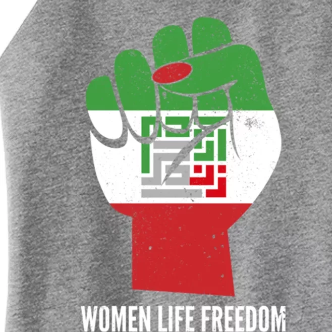 Iranian Flag Life Freedom Farsi Female Fist Protest Cool Gift Women’s Perfect Tri Rocker Tank